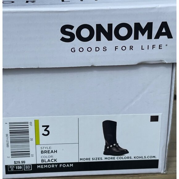 Sonoma girls size 3 Black Knee-High Boots With Pearl Accents Memory Foam - Picture 4 of 9